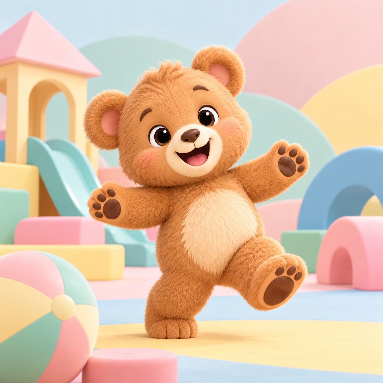 A cheerful Little Bear waving hello